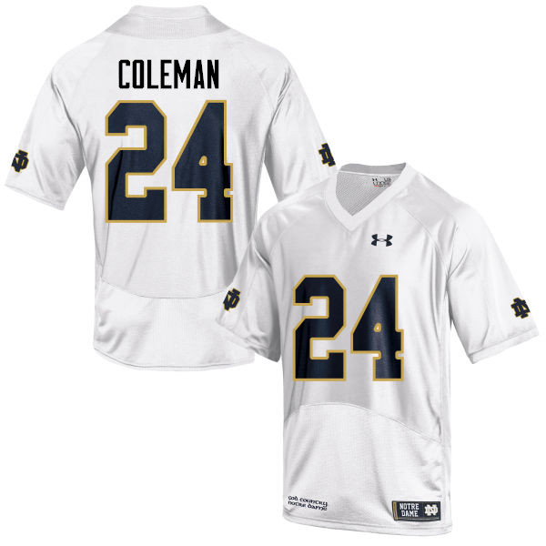 Men's NCAA Notre Dame Fighting Irish #24 Nick Coleman Stitched College Under Armour Authentic White Football Jersey QA10I54GB